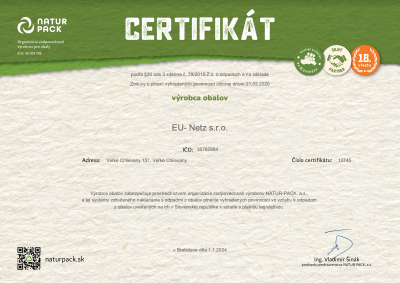 Certifikat EU- Netz s.r.o.